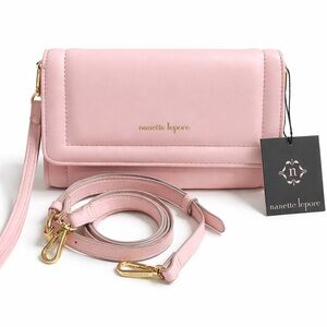 Nanette Lepore Blush Pink Leather Crossbody Clutch